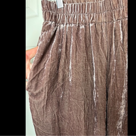 Anthro TINA + JO Josephine Tapered Trousers Mauve Pink Purple Velvet High Rise - Picture 4 of 13